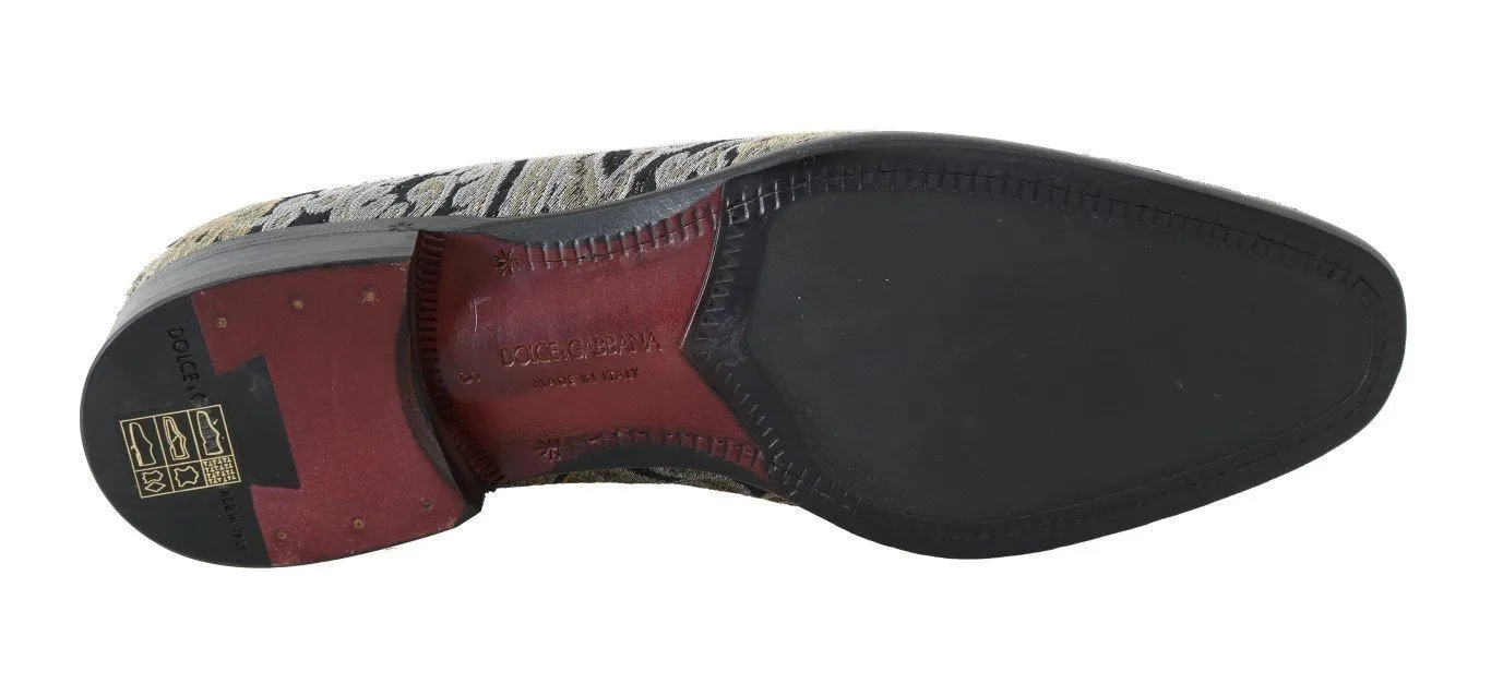 Black Silver Gold Brocade Loafers