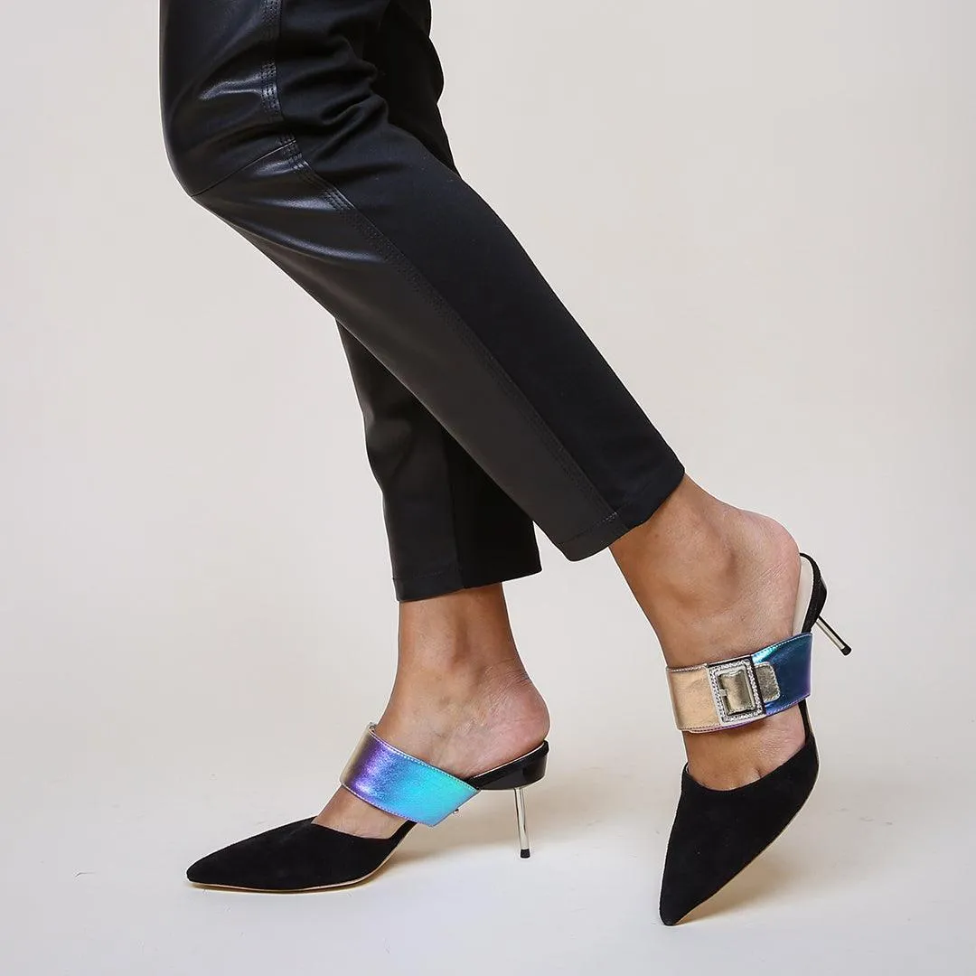 Black Suede Stiletto   Galaxy Grace Strap
