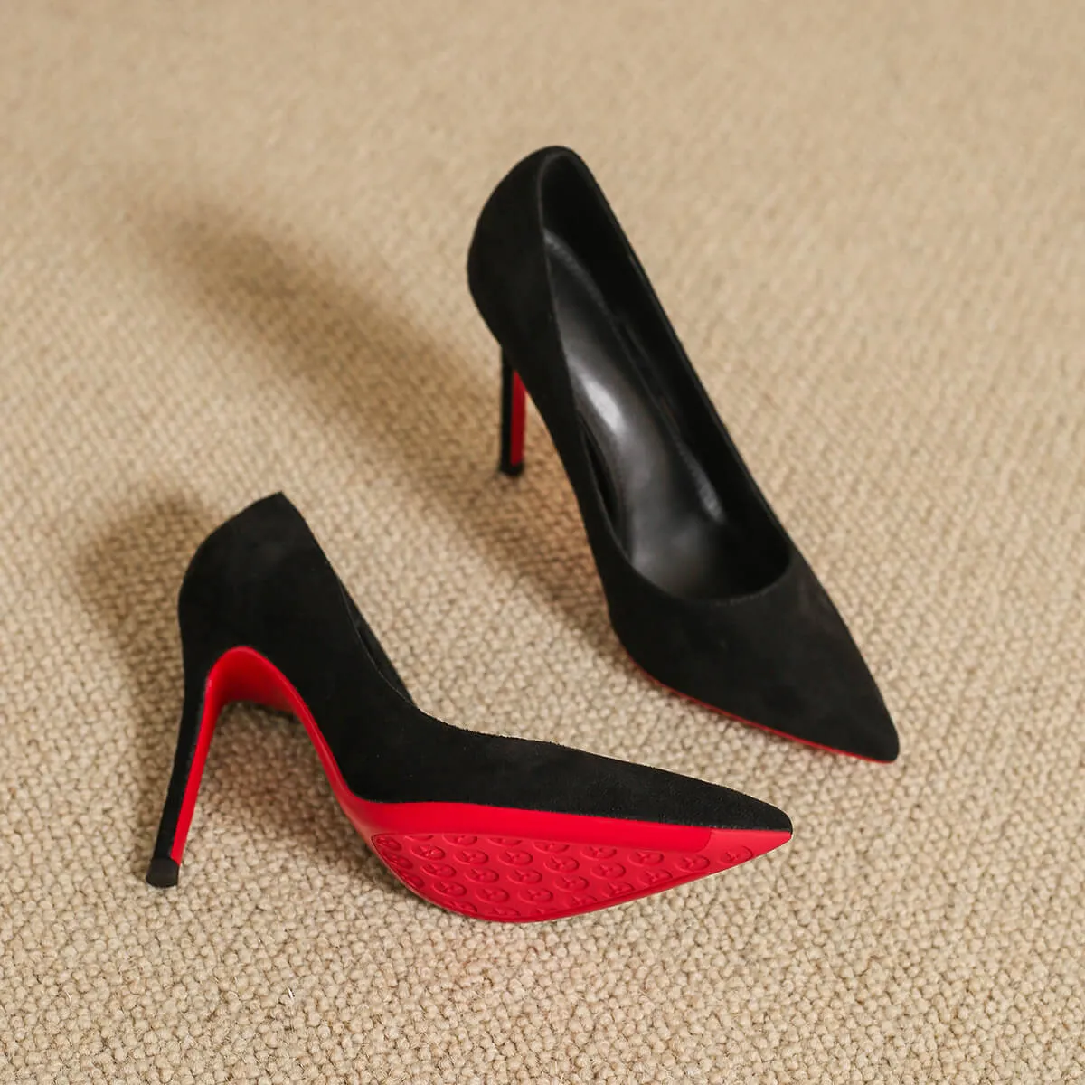 Black Suede Stilettos