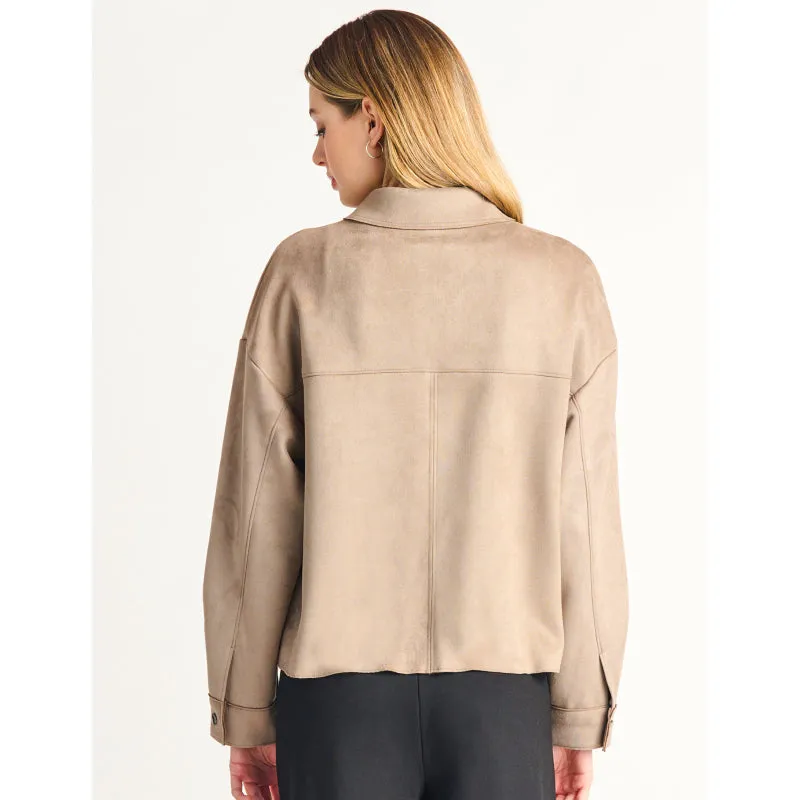 Black Tape Faux Suede Button Front Jacket