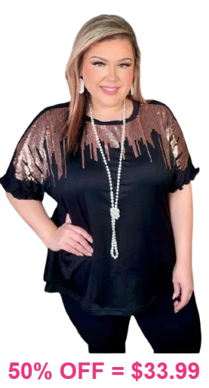 Black top with Copper sequin designs