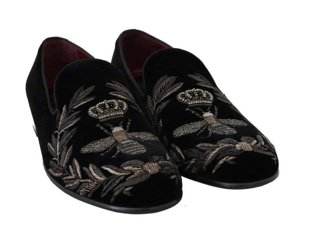 Black Velvet Crown Royal Bee Loafers