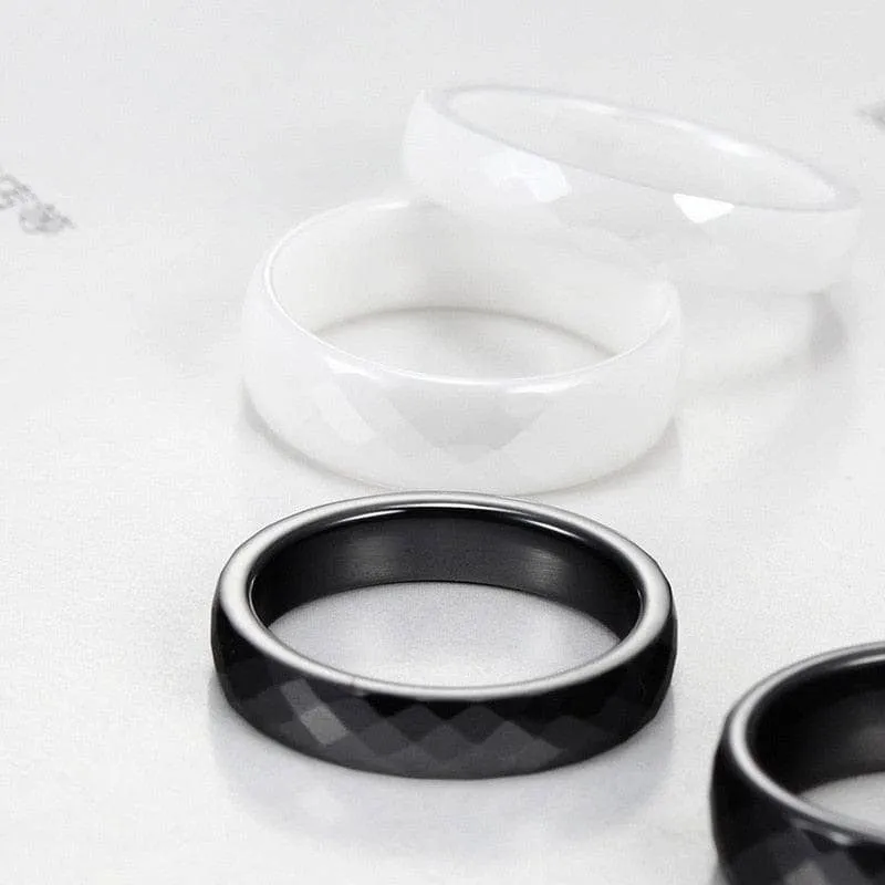 Black/White Ceramic 6mm Women's Wedding Band