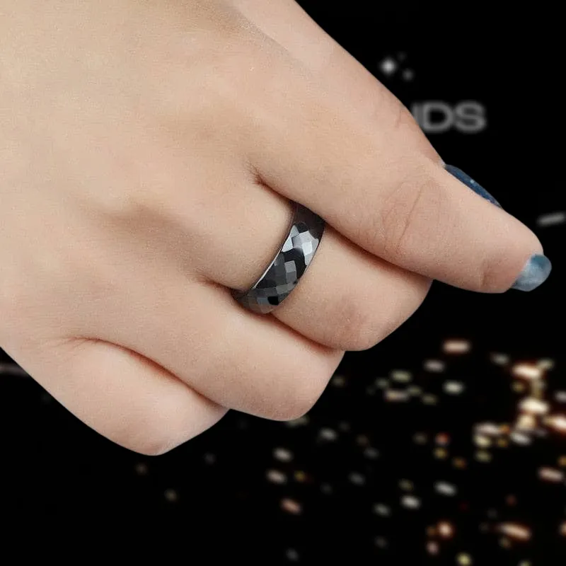 Black/White Ceramic 6mm Women's Wedding Band