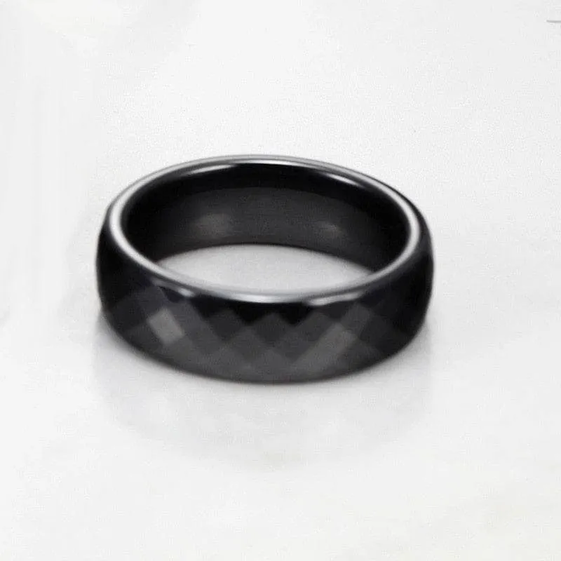 Black/White Ceramic 6mm Women's Wedding Band
