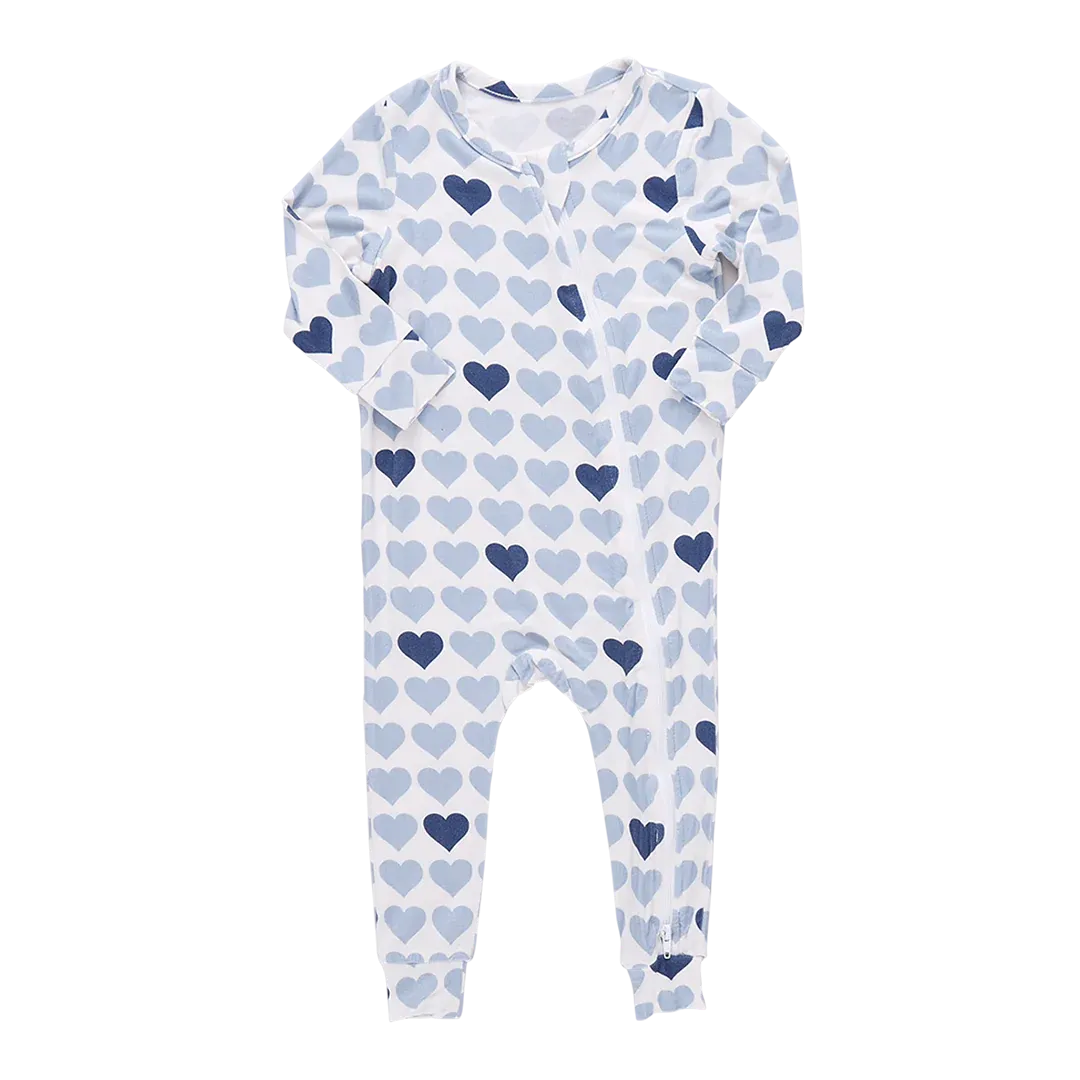 Blue Tiny Hearts Zipper Onesie