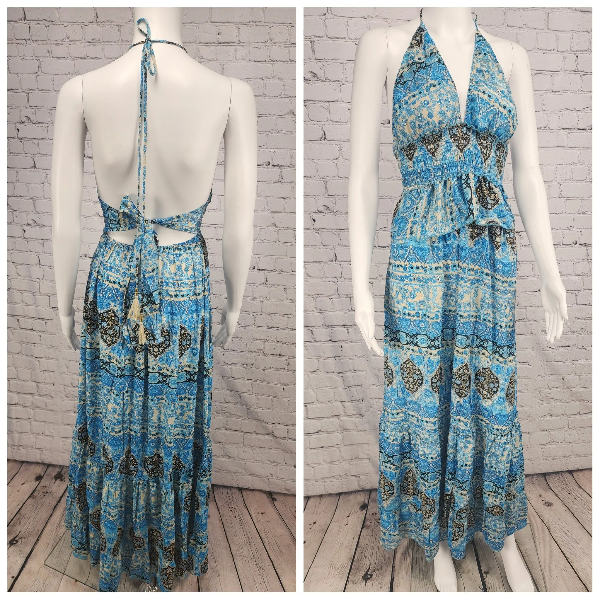 Boho dress,Bohemian Low Back Casual Maxi Dress, Long Tiered Flowy Versatile Dress, Summer Party Festival Clothes, Gypsy Dresses