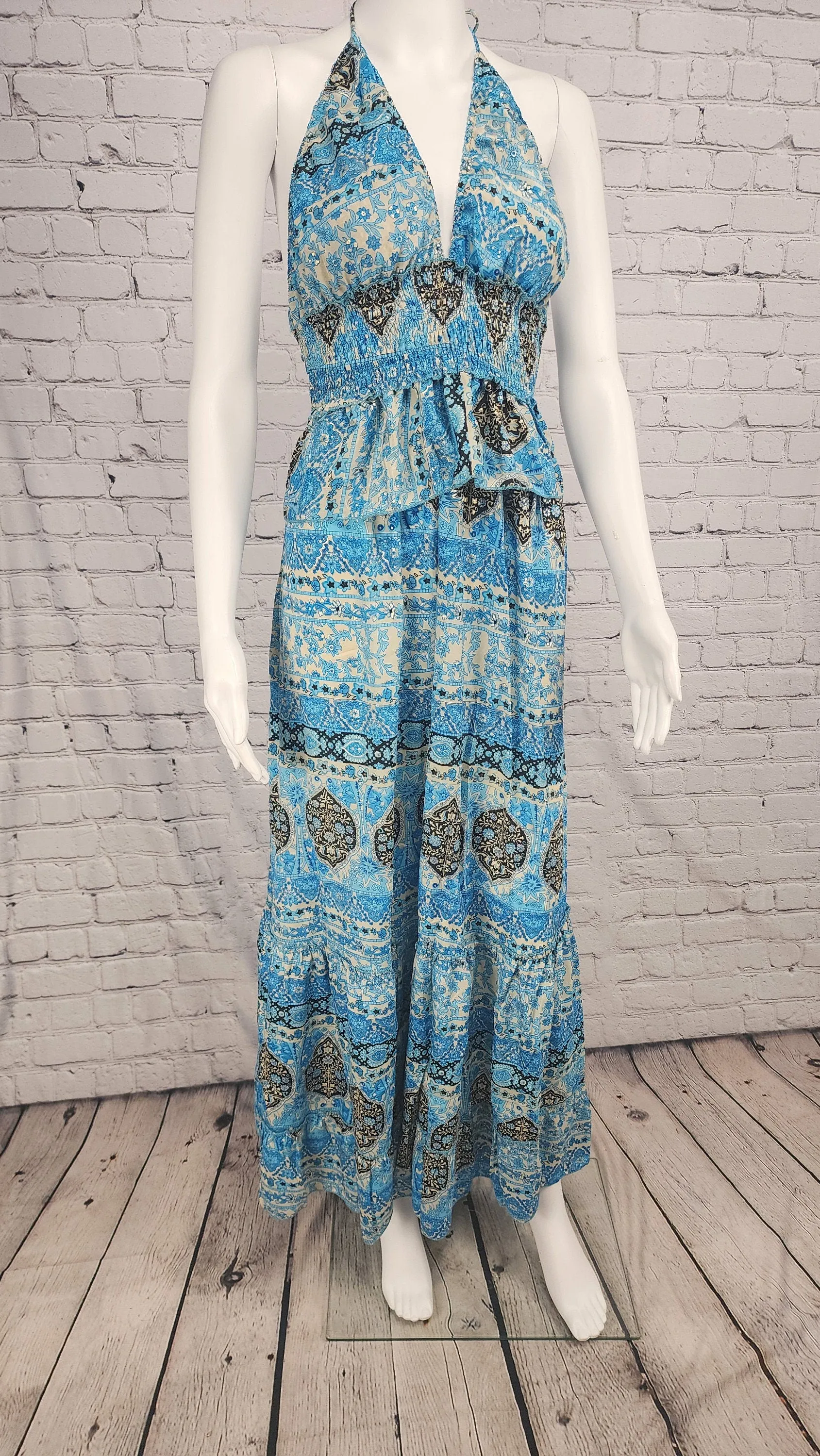 Boho dress,Bohemian Low Back Casual Maxi Dress, Long Tiered Flowy Versatile Dress, Summer Party Festival Clothes, Gypsy Dresses