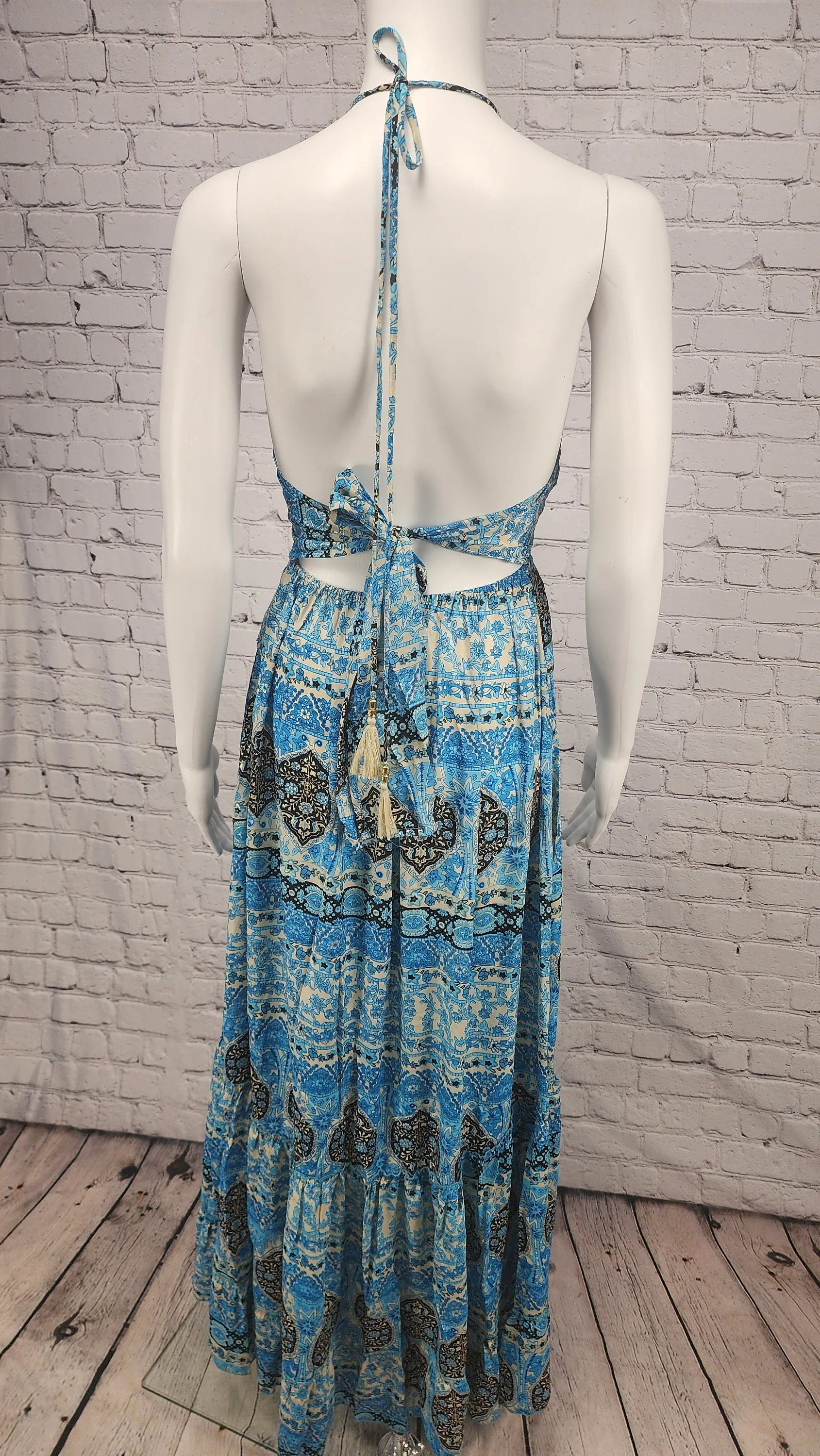 Boho dress,Bohemian Low Back Casual Maxi Dress, Long Tiered Flowy Versatile Dress, Summer Party Festival Clothes, Gypsy Dresses