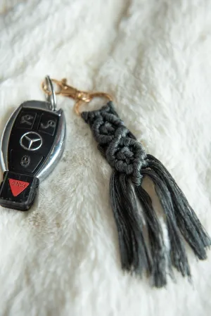 Boho Macramé Keychain in Charcoal