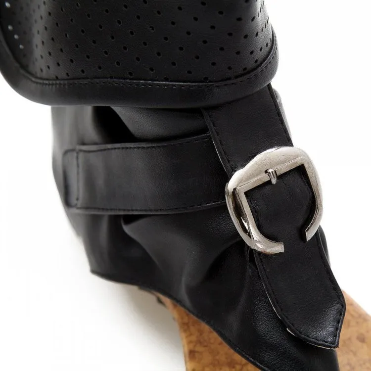 Boots Belt Buckle Women's Boots Summer Casual Shoes Flat with Hollow Roman Personality Cool Boots