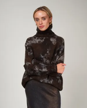 boreal ribbed high neck pullover - cioccolato