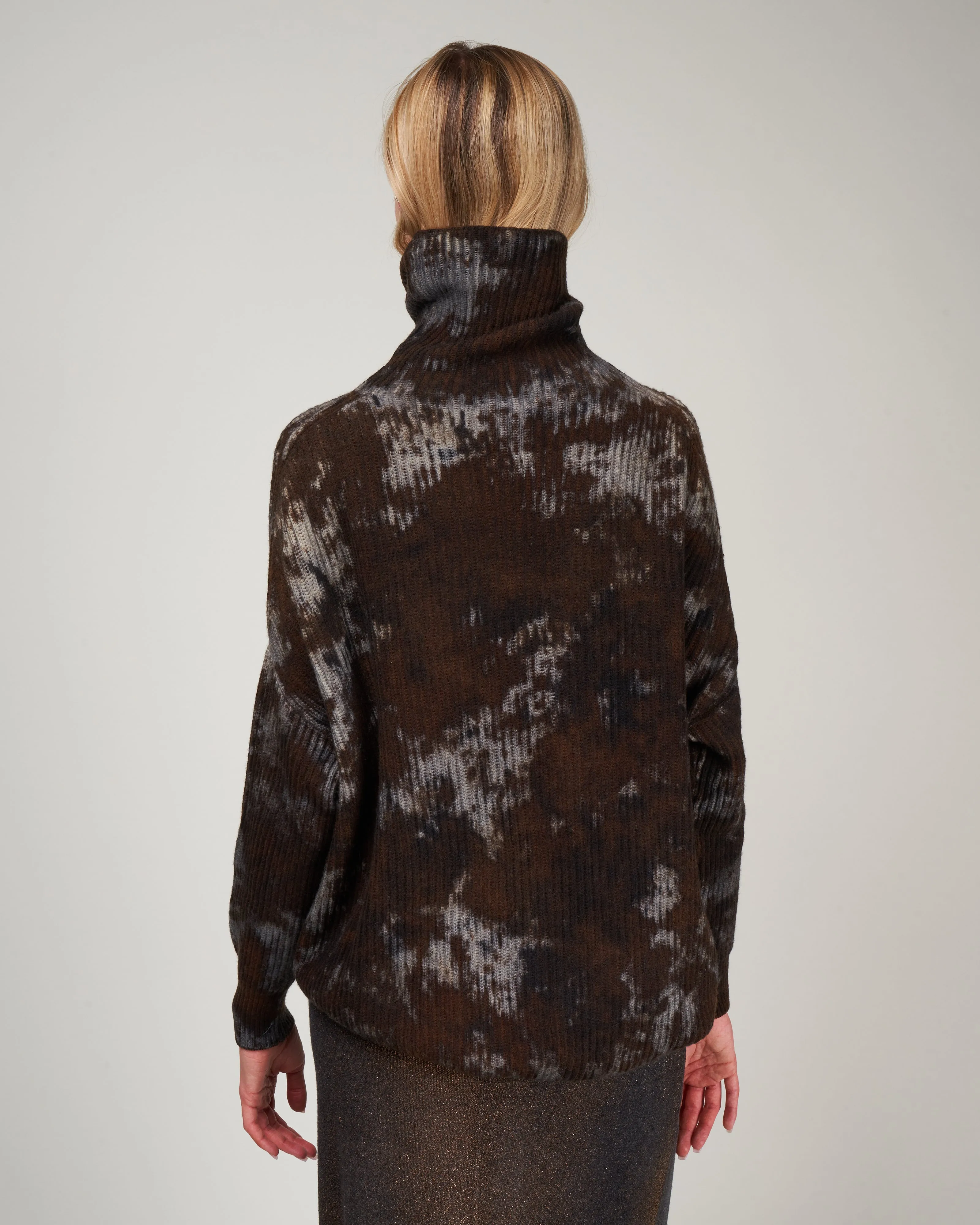 boreal ribbed high neck pullover - cioccolato