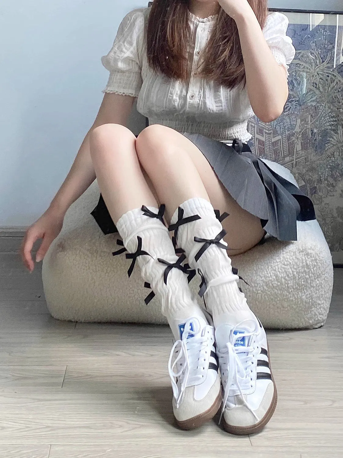 Bow Tie Lace Cotton Socks