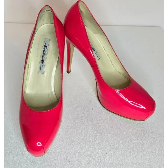 Brian Atwood Hot Pink Patent Leather Pumps Stilettos Sz 38