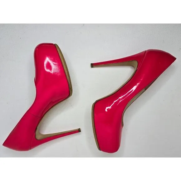 Brian Atwood Hot Pink Patent Leather Pumps Stilettos Sz 38