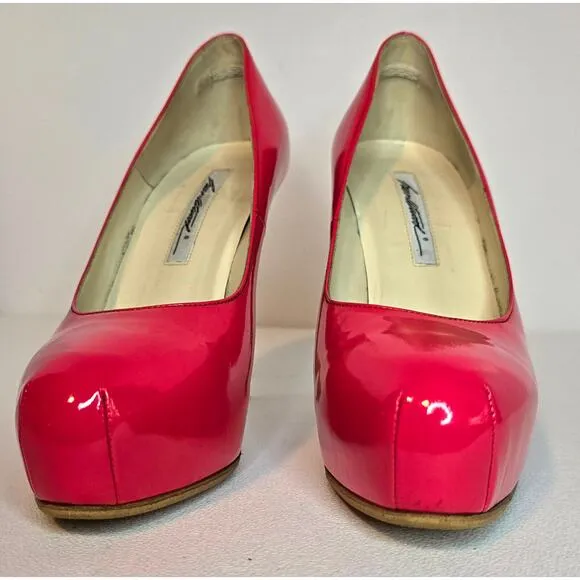 Brian Atwood Hot Pink Patent Leather Pumps Stilettos Sz 38