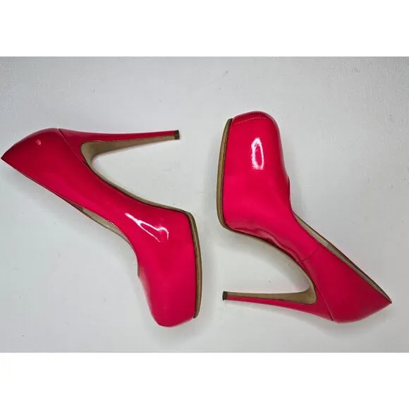 Brian Atwood Hot Pink Patent Leather Pumps Stilettos Sz 38