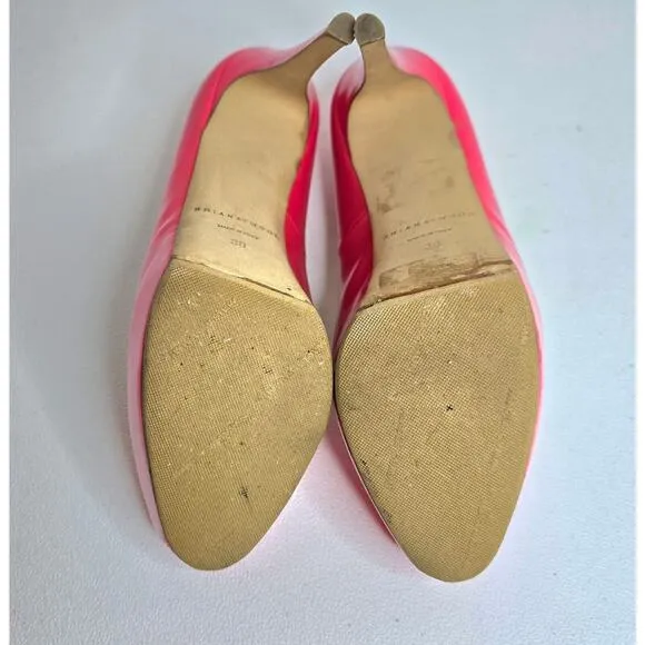 Brian Atwood Hot Pink Patent Leather Pumps Stilettos Sz 38