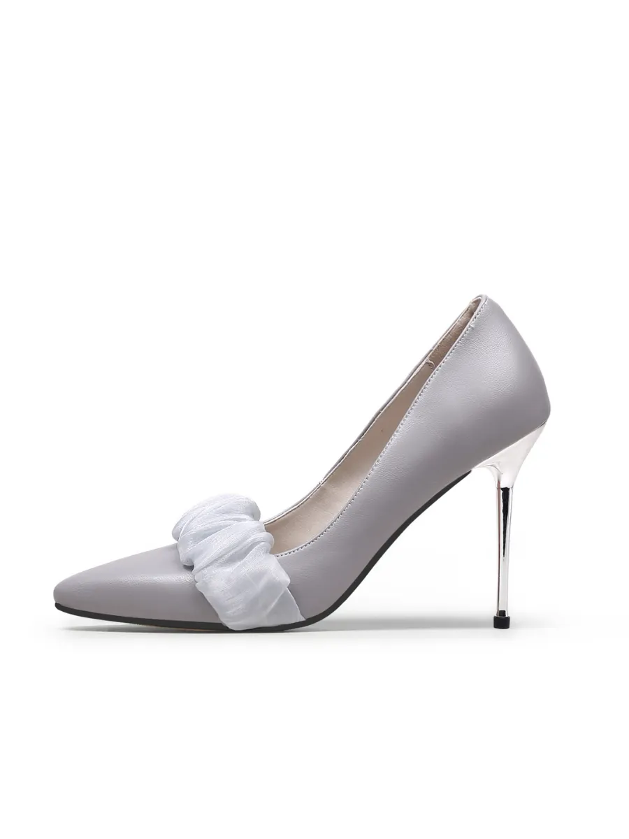 Bridesmaid Leather Stilettos - Grey