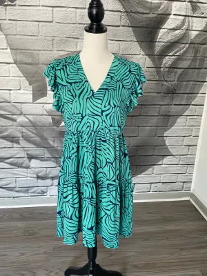 Brooke Dress in Navy Aqua Abstract
