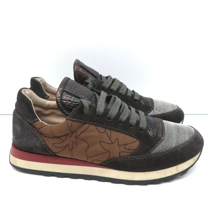 Brunello Cucinelli Monili Runner Sneakers Brown Fabric & Suede Size 40