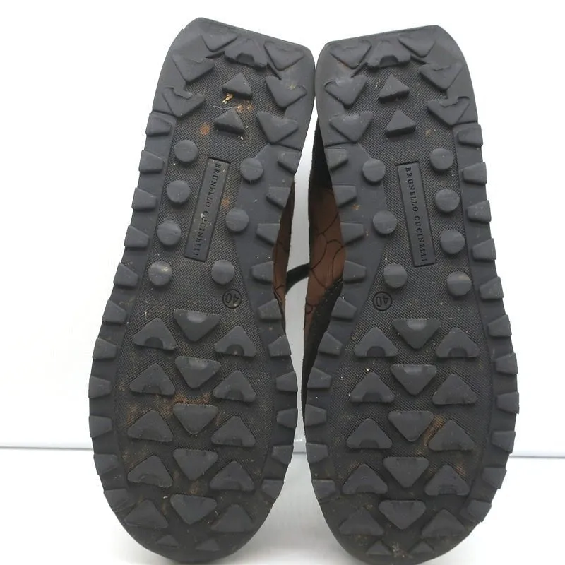 Brunello Cucinelli Monili Runner Sneakers Brown Fabric & Suede Size 40