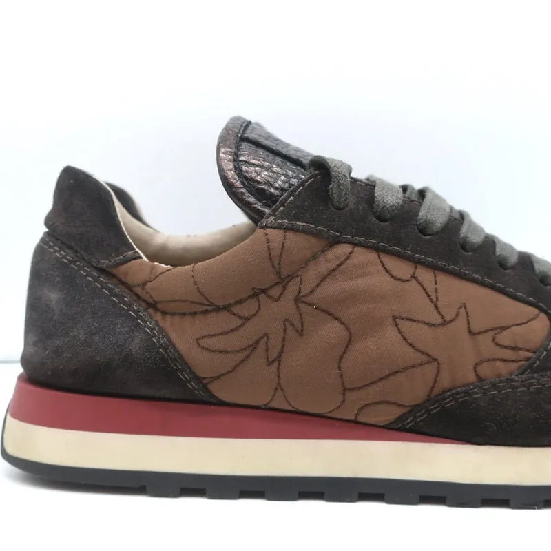 Brunello Cucinelli Monili Runner Sneakers Brown Fabric & Suede Size 40