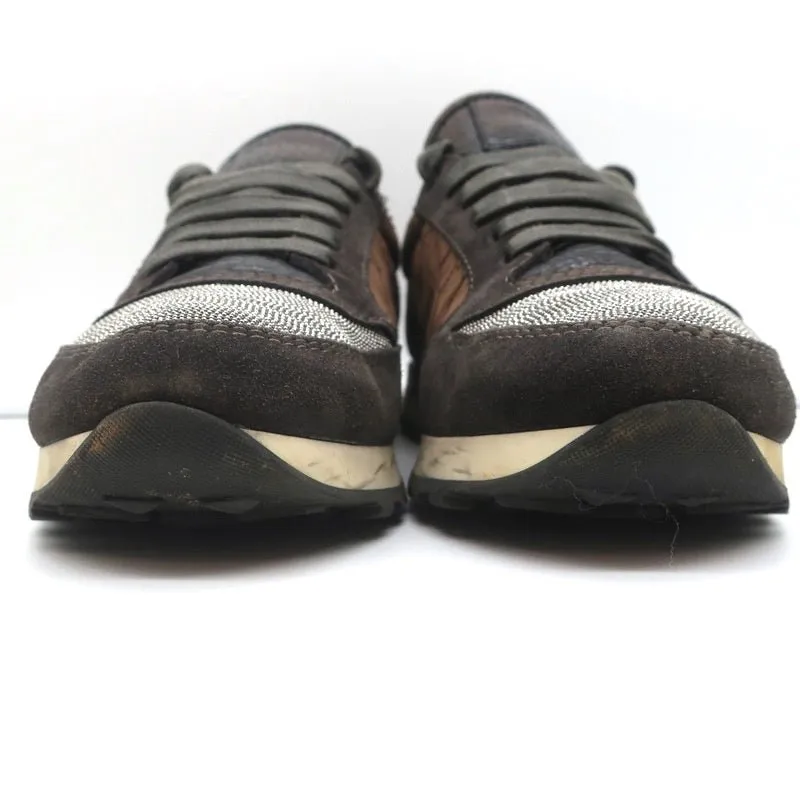 Brunello Cucinelli Monili Runner Sneakers Brown Fabric & Suede Size 40