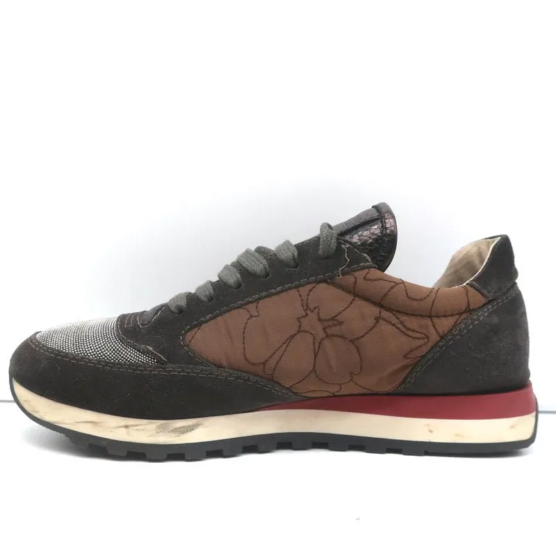 Brunello Cucinelli Monili Runner Sneakers Brown Fabric & Suede Size 40