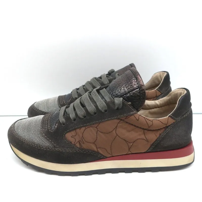 Brunello Cucinelli Monili Runner Sneakers Brown Fabric & Suede Size 40
