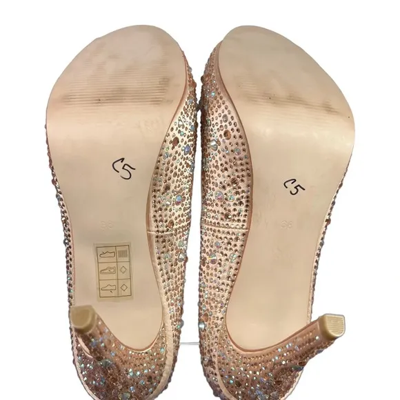 Carvela Kurt Geiger Rose Gold Lovebird Crystal-embellished Satin Stilettos