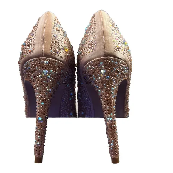 Carvela Kurt Geiger Rose Gold Lovebird Crystal-embellished Satin Stilettos