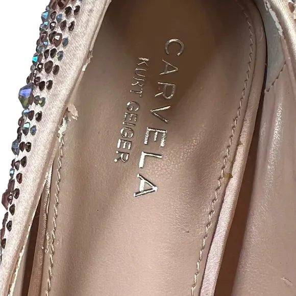 Carvela Kurt Geiger Rose Gold Lovebird Crystal-embellished Satin Stilettos