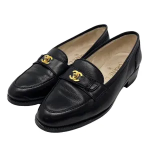 Chanel Black Turnlock Loafers