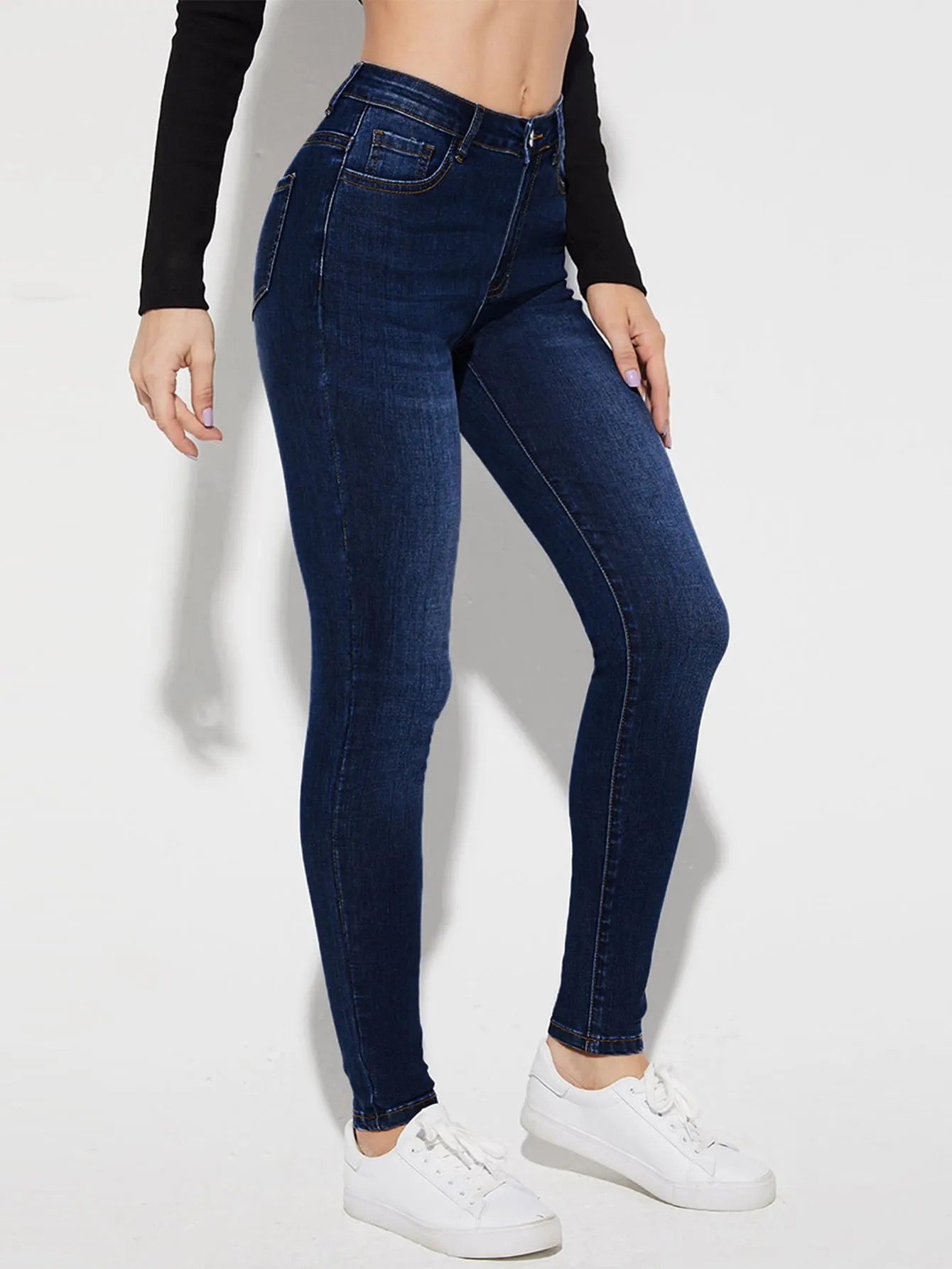 Cherry Vibes: Jeans pitillo de cintura alta para mujer