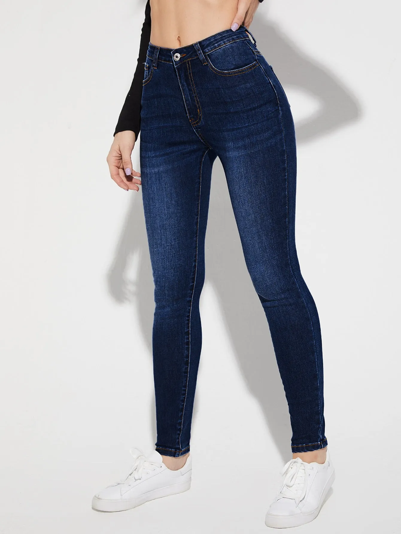 Cherry Vibes: Jeans pitillo de cintura alta para mujer