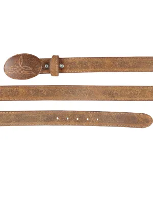 Cinto Vaquero de Piel Gamuza para Mujer con Hebilla Ovalada, 1 1/2" Ancho 'El General' - ID: 43219