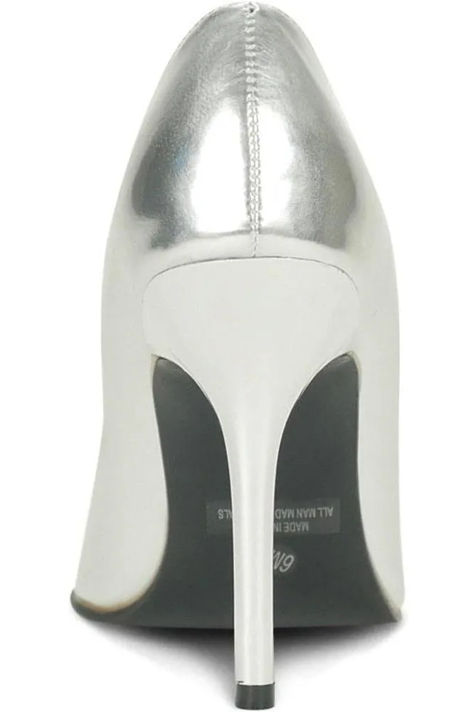 Classic-6004 Stiletto Pump | Silver Metallic