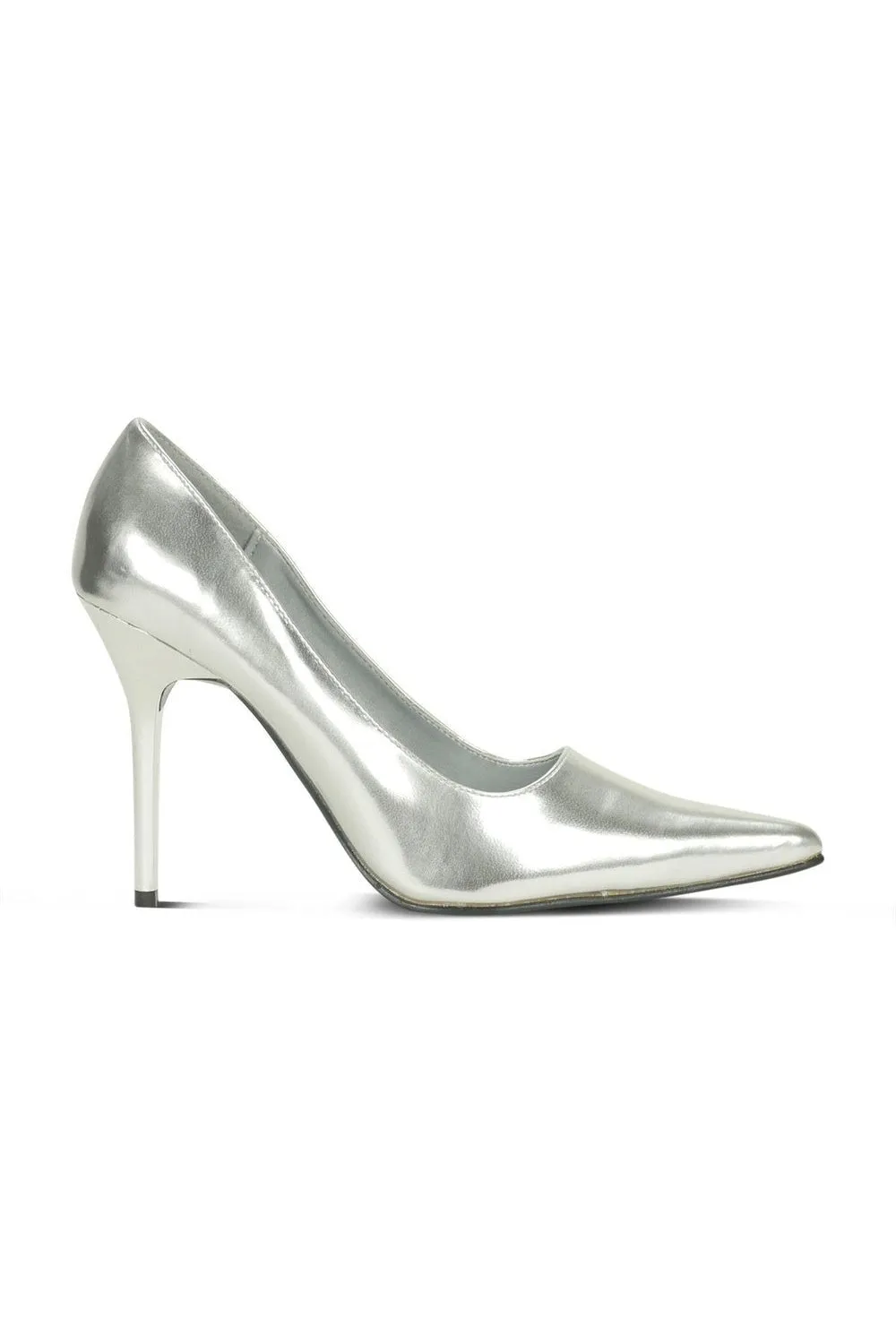 Classic-6004 Stiletto Pump | Silver Metallic