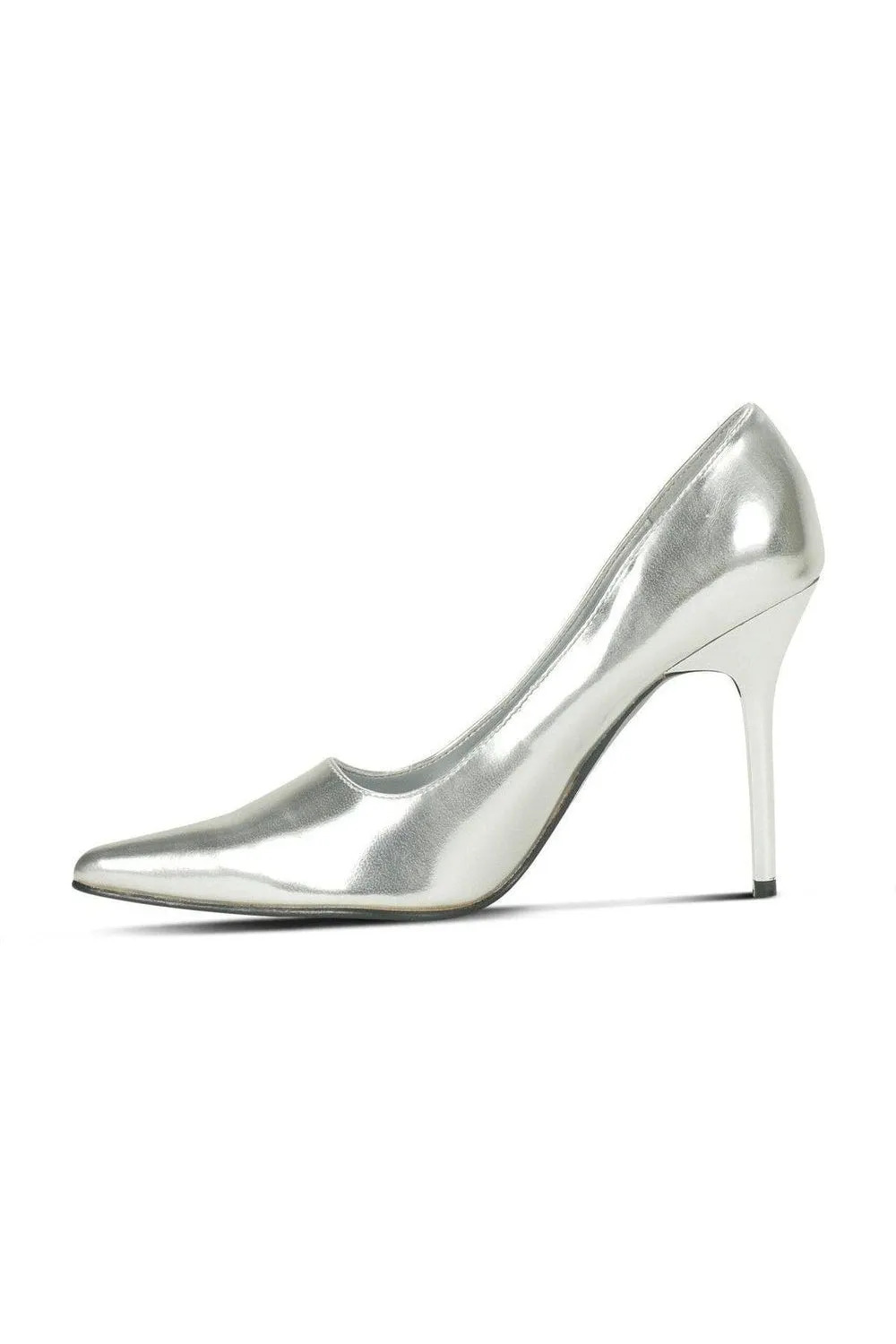 Classic-6004 Stiletto Pump | Silver Metallic