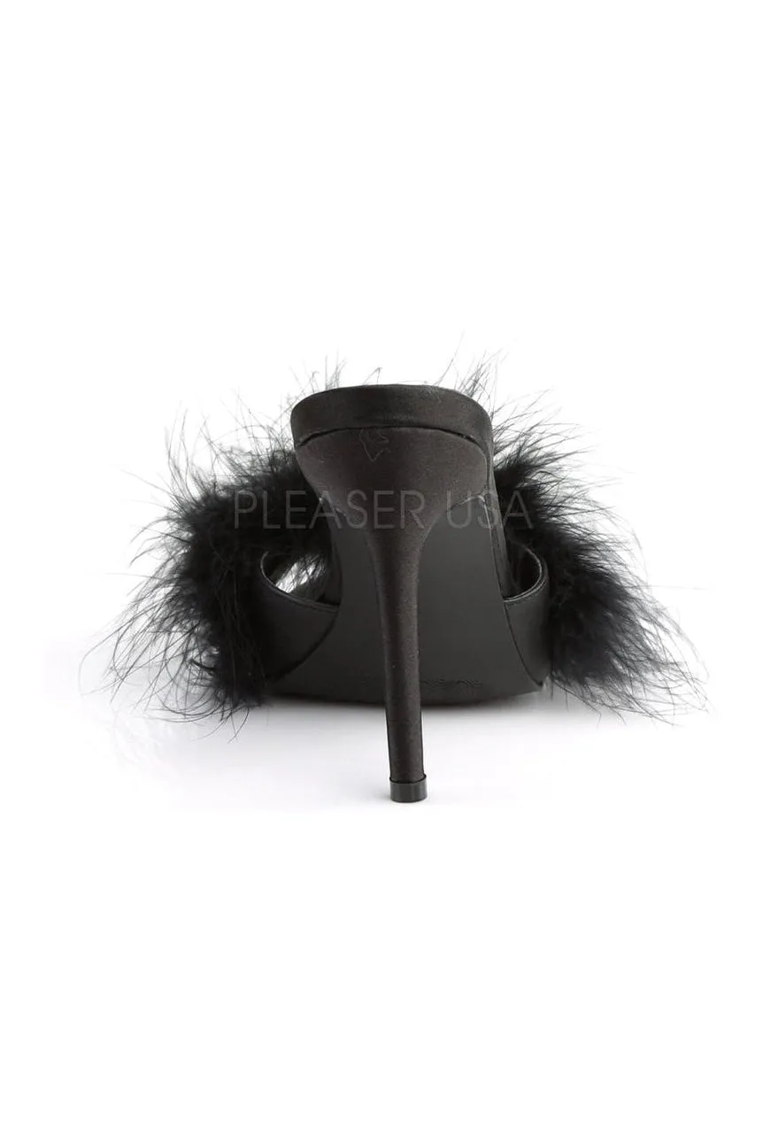 CLASSIQUE-01F Slide | Black Faux Leather