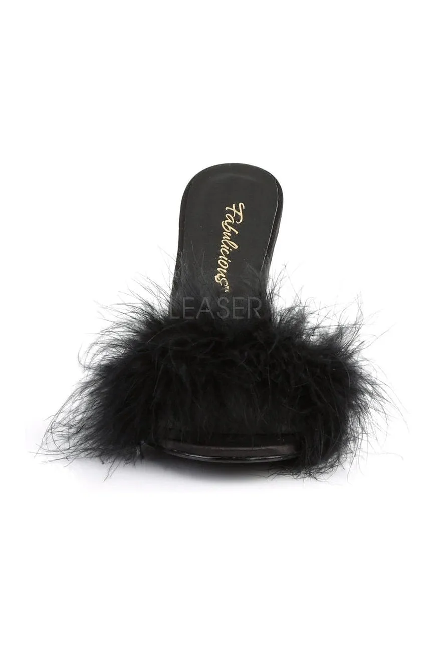 CLASSIQUE-01F Slide | Black Faux Leather