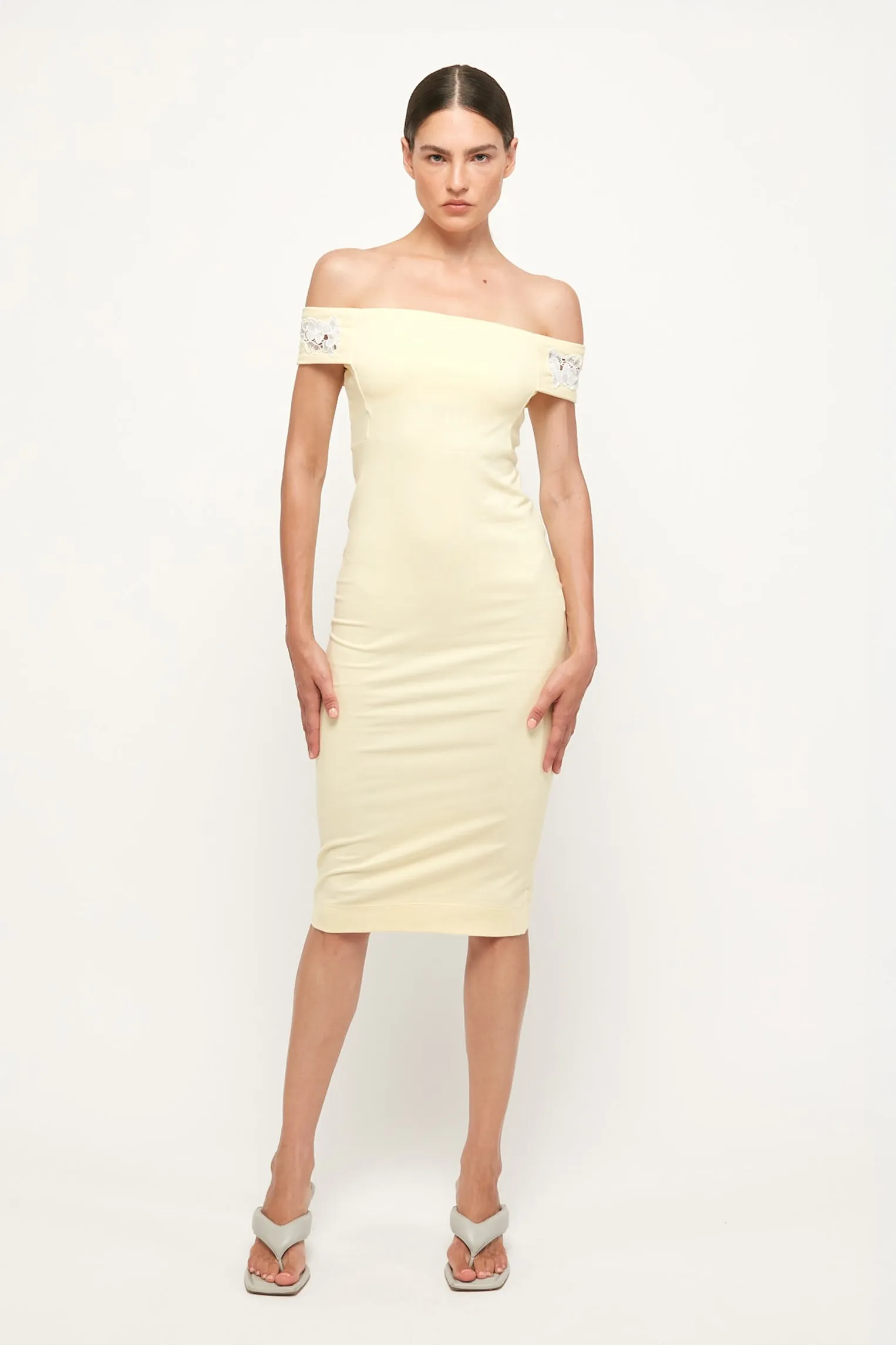 Cold Shoulder Fitted Midi