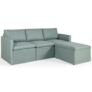 Convertible L-Shaped Sectional Sofa Couch with Reversible Chaise-Green - Color: