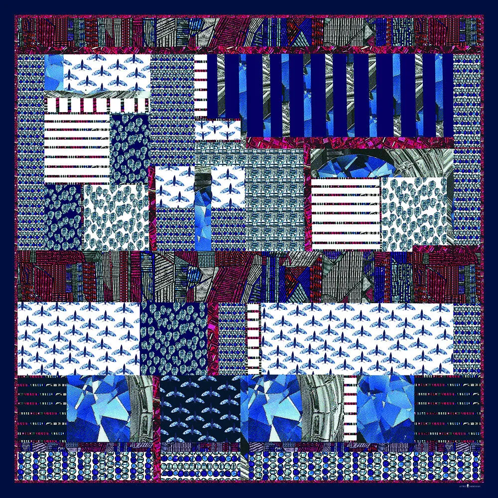Crazy Blue Wool Scarf