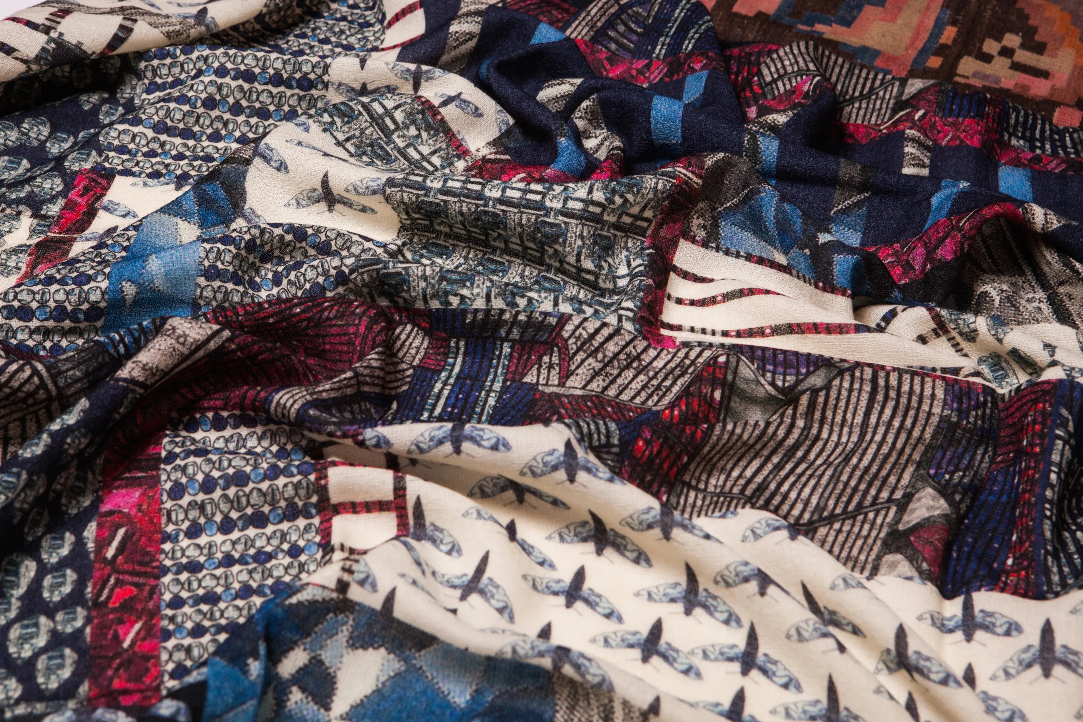 Crazy Blue Wool Scarf