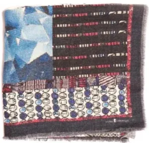 Crazy Blue Wool Scarf