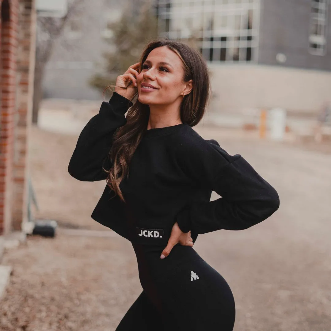 Cropped Crewneck Sweatshirt - Black (Women's)