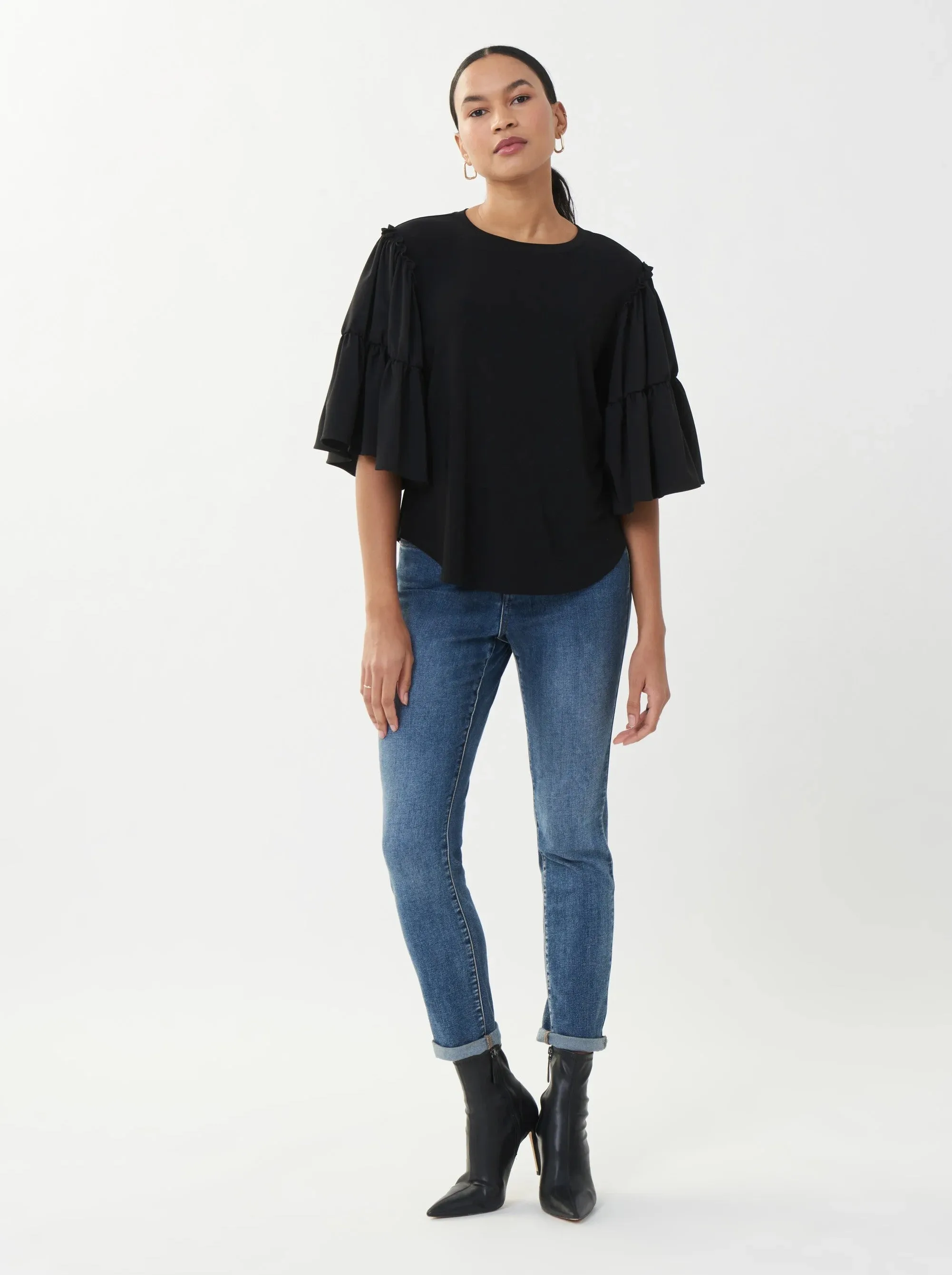 Cropped Denim Premium 5 Pocket Jean w/ Rolled Hem